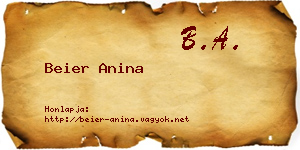 Beier Anina névjegykártya